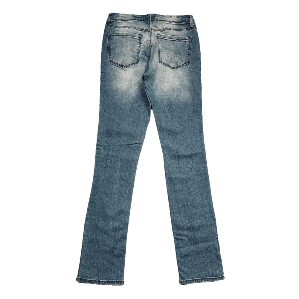 Black Daisy Kate Straight Leg Embroidered Jeans 5/27 (26x29) Blue Stretch Womens - Picture 3 of 9